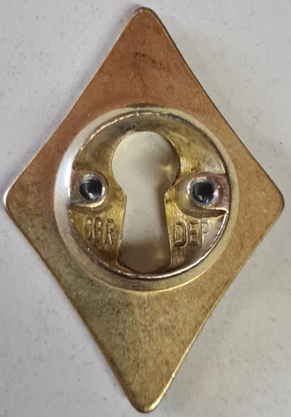 Schlüsselschild antik, Biedermeier Raute, hellvermessingt, Einzelstück, nur 1 x verfügbar Bild 2